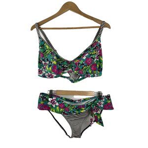 Panache Tropical Floral Bikini Women's Size 36N Top and XXL Bottoms